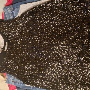 Black and gold sequin tank